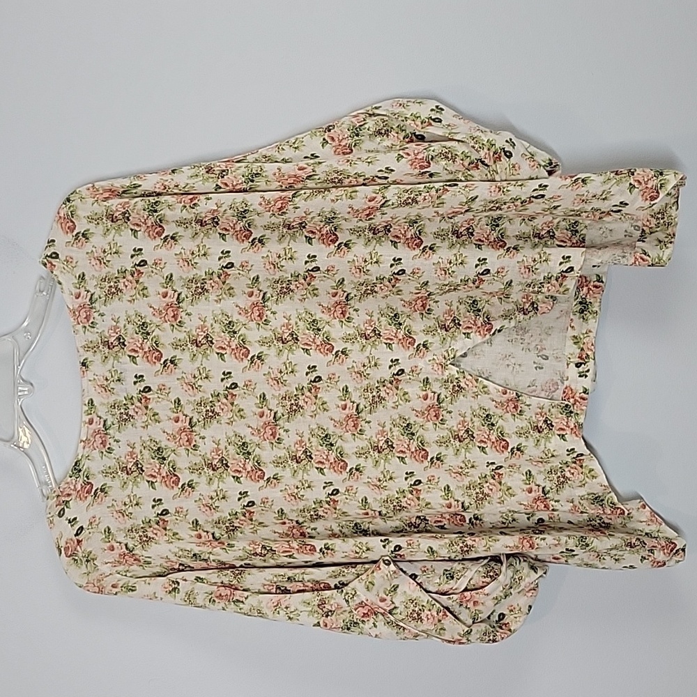 YUVITA floral cottagecore linen top size Large - Picture 4 of 7